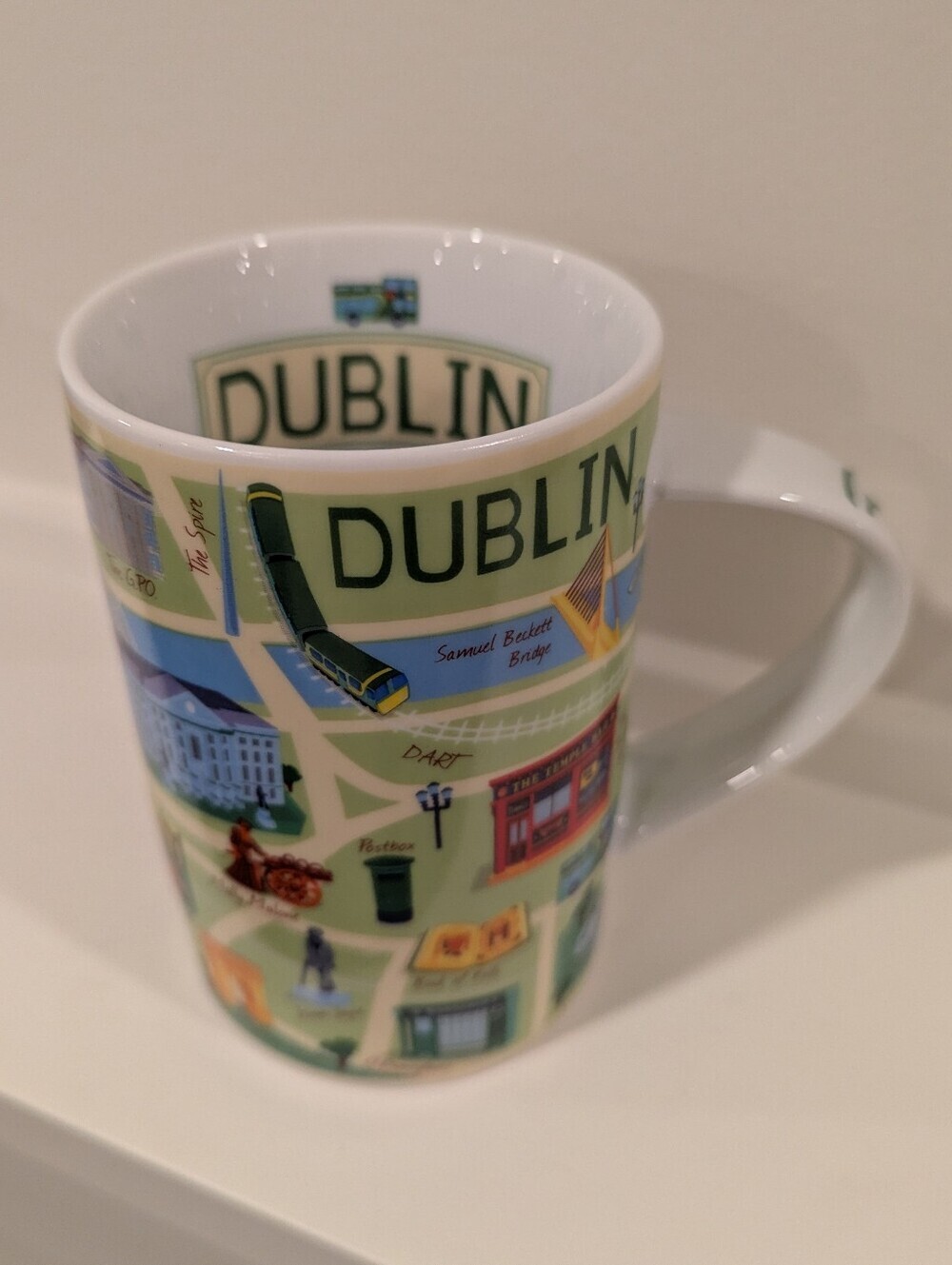 Dublin Illustrated Ceramic Coffee Mug - Light Green